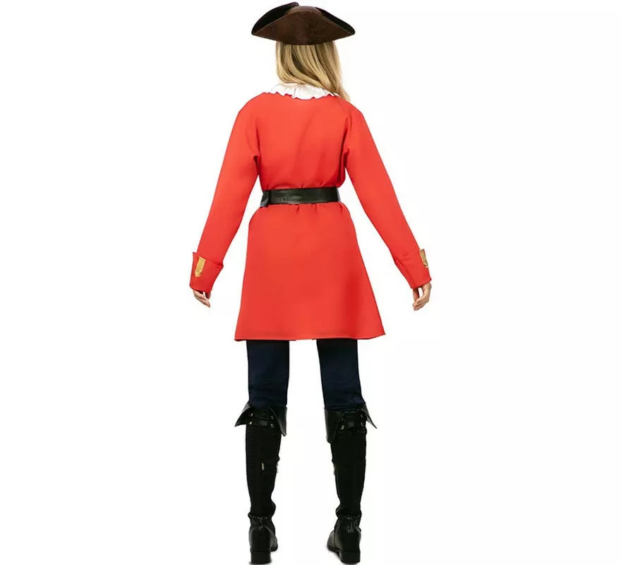 Translation missing: fr.Disfraz de Capitana Pirata roja con cinturón para mujer