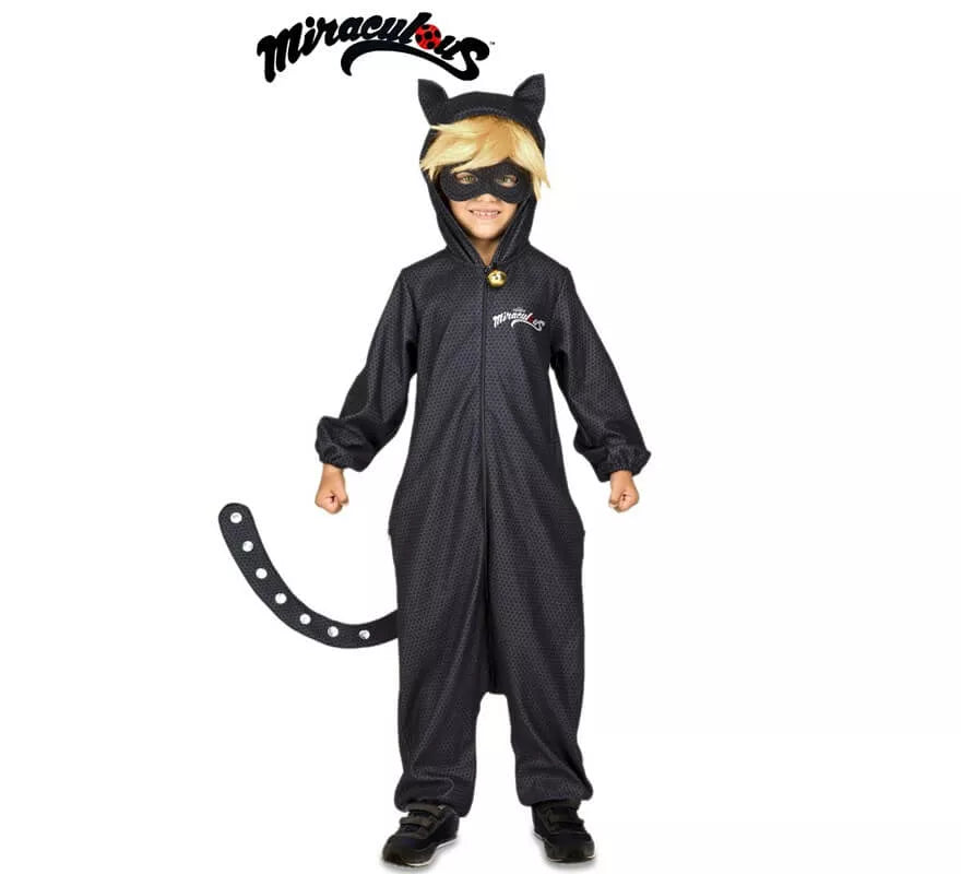 Translation missing: fr.Disfraz de Cat Noir Pijama de Miraculous Ladybug con peluca para niño
