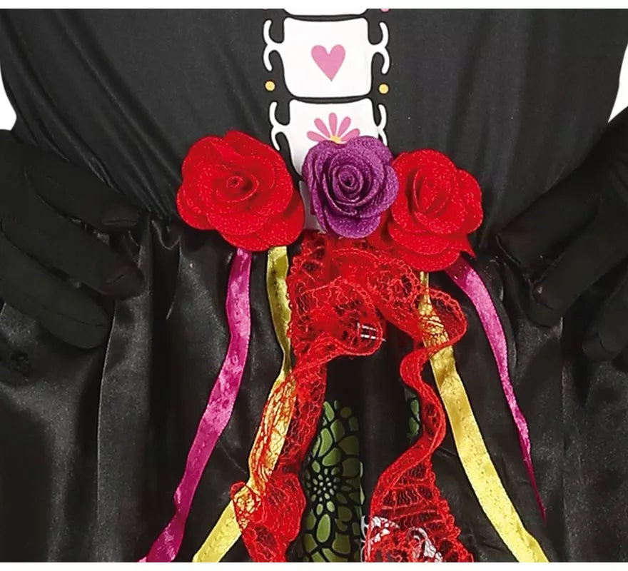 Translation missing: fr.Disfraz de Catrina con falda larga estampada para niña