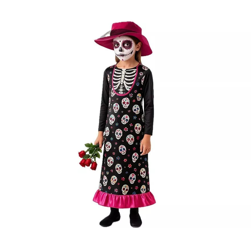 Translation missing: fr.Disfraz de Catrina con Sombrero para niña