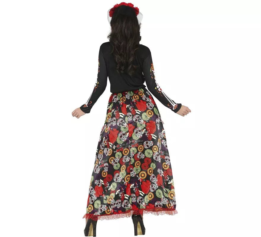 Translation missing: fr.Disfraz de Catrina con vestido estampado para mujer