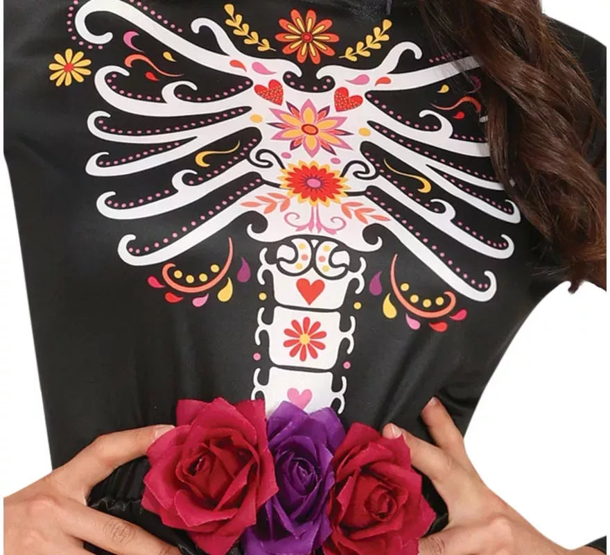 Translation missing: fr.Disfraz de Catrina con vestido estampado para mujer
