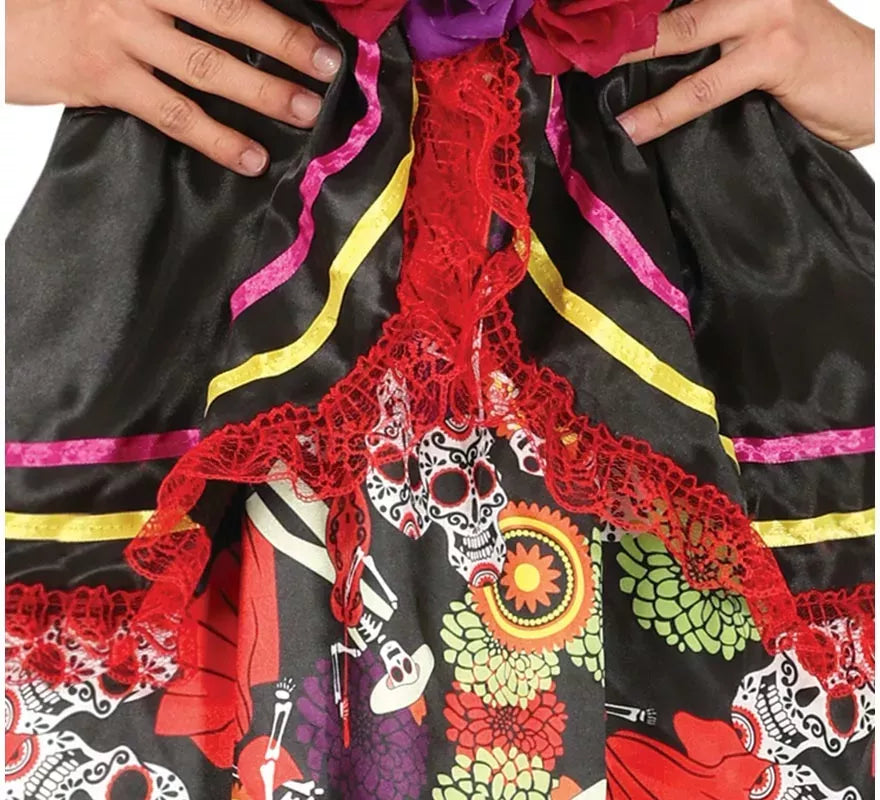 Translation missing: fr.Disfraz de Catrina con vestido estampado para mujer