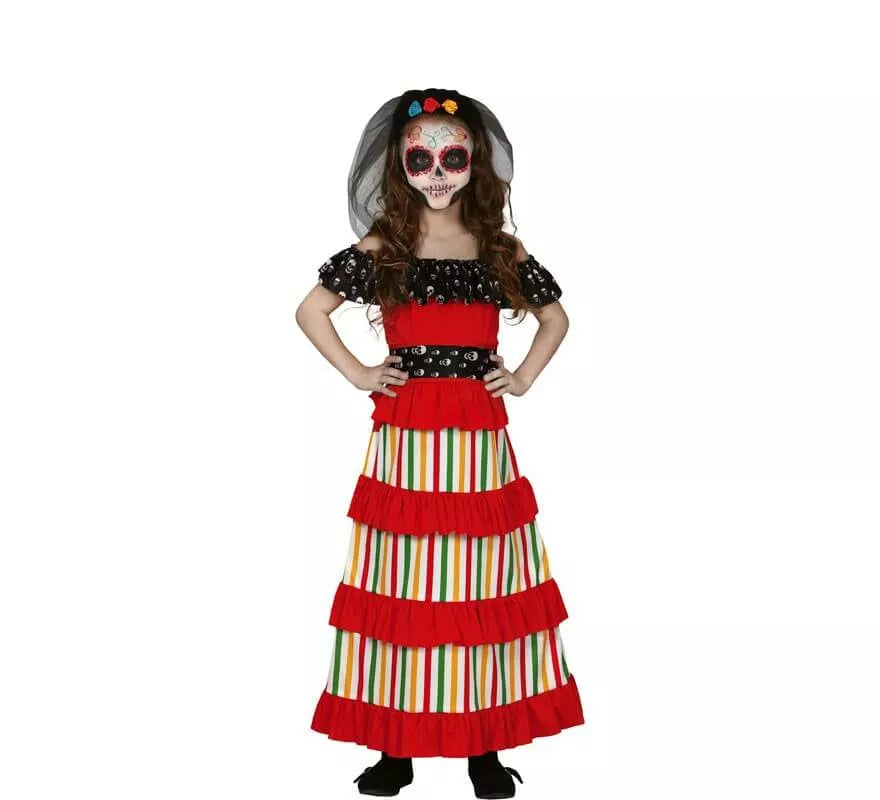 Translation missing: fr.Disfraz de Catrina Roja del Día de Los Muertos para niña