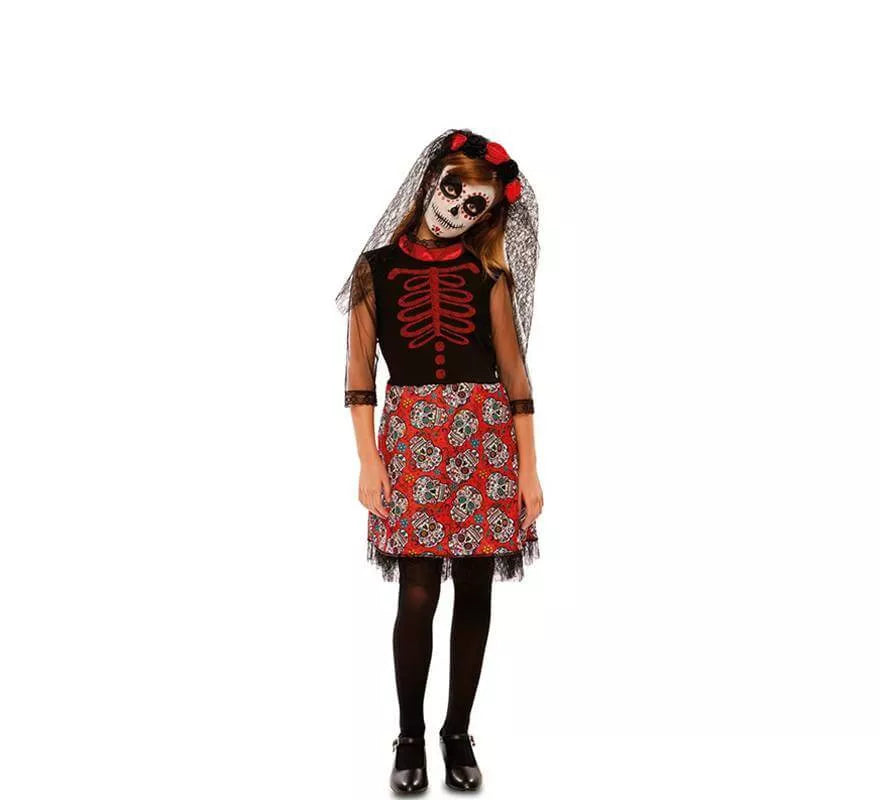 Translation missing: fr.Disfraz de Catrina Roja para niña