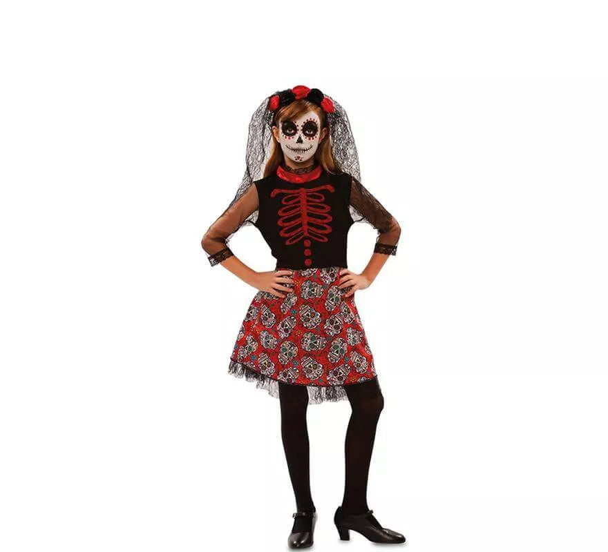 Translation missing: fr.Disfraz de Catrina Roja para niña