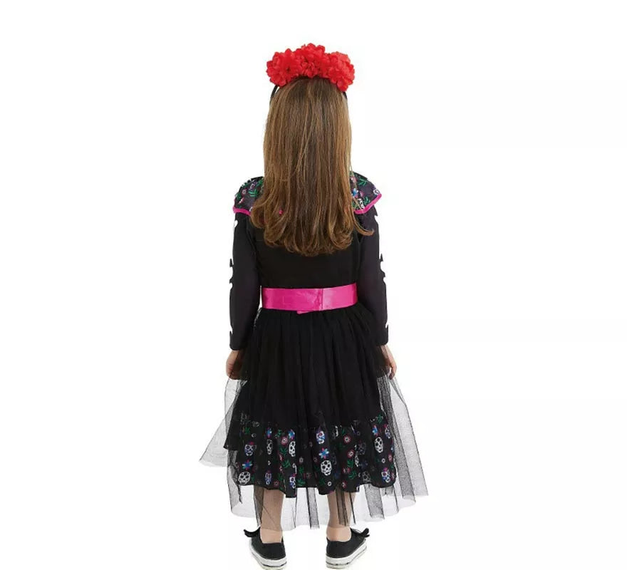 Translation missing: fr.Disfraz de Catrina rosa con cinturón para bebé y niña