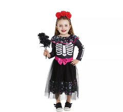 Déguisement Catrina rose avec ceinture pour bébé et fille