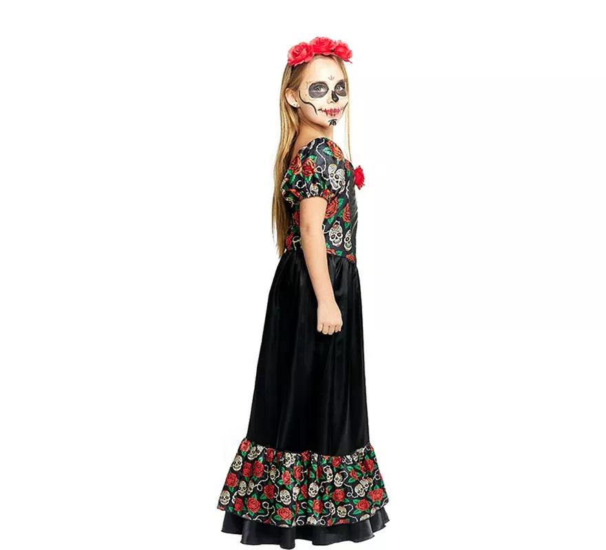 Translation missing: fr.Disfraz de Catrina Vestido largo negro para niña