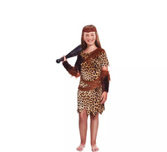 Déguisement homme des cavernes imprimé animal fille