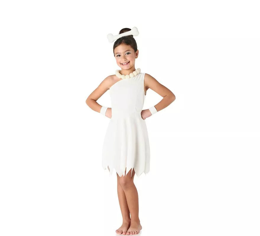 Translation missing: fr.Disfraz de Cavernícola blanco elegante para niña