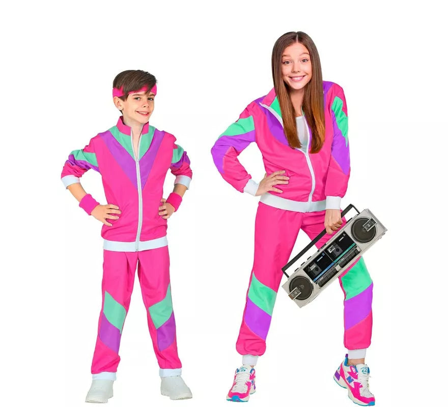 Translation missing: es.Disfraz de Chándal Años 80 fucsia para niños y adolescente