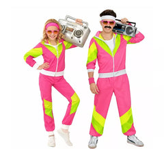 Déguisement survêtement années 80 fuchsia et vert adulte