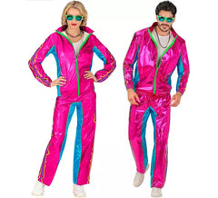 Costume de survêtement électronique rose métallisé pour adulte