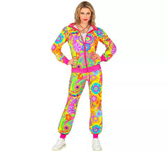 Costume de survêtement hippie fluorescent Groovy Love pour adultes