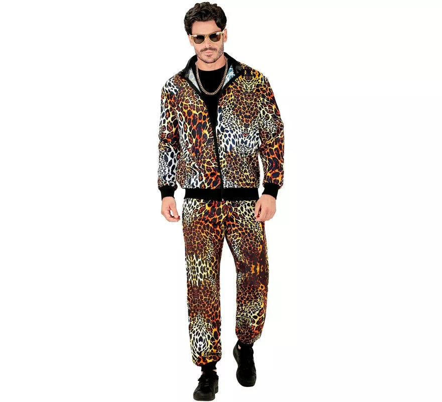 Translation missing: fr.Disfraz de Chándal Leopardo Print neón para adulto