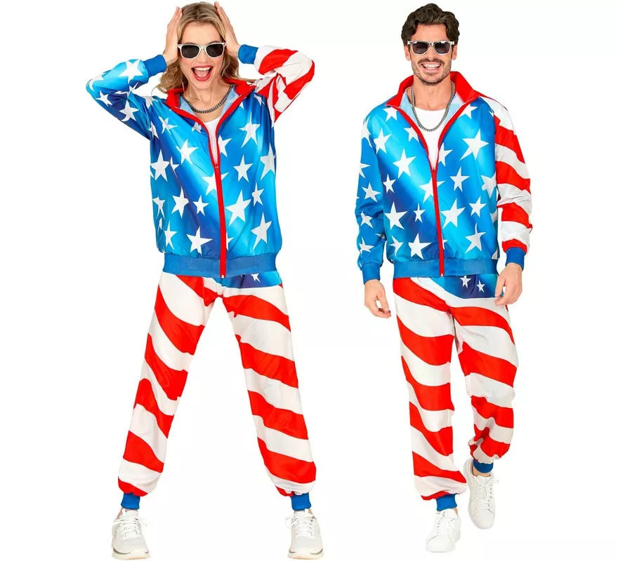 Translation missing: fr.Disfraz de Chándal Party Fashion USA neón para adulto