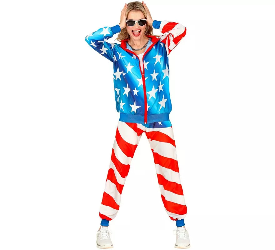 Translation missing: fr.Disfraz de Chándal Party Fashion USA neón para adulto