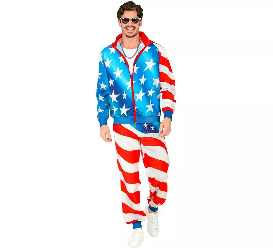 Translation missing: fr.Disfraz de Chándal Party Fashion USA neón para adulto