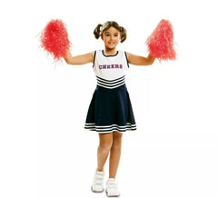 Déguisement de pom-pom girl blanc et bleu pour fille