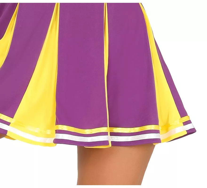 Translation missing: fr.Disfraz de Cheerleader USA morado y amarillo para mujer