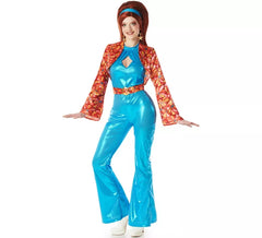 Déguisement Disco Girl bleu des années 70 pour femme