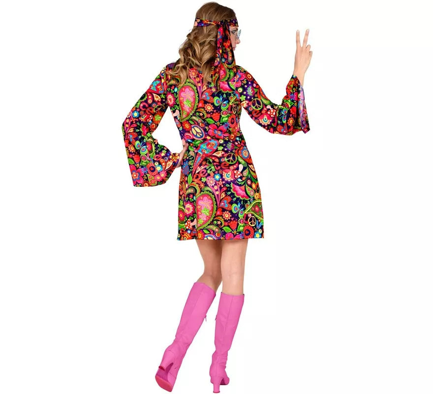 Translation missing: fr.Disfraz de Chica Hippie en vestido psicodélico para mujer