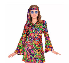 Costume de fille hippie en robe psychédélique pour femme
