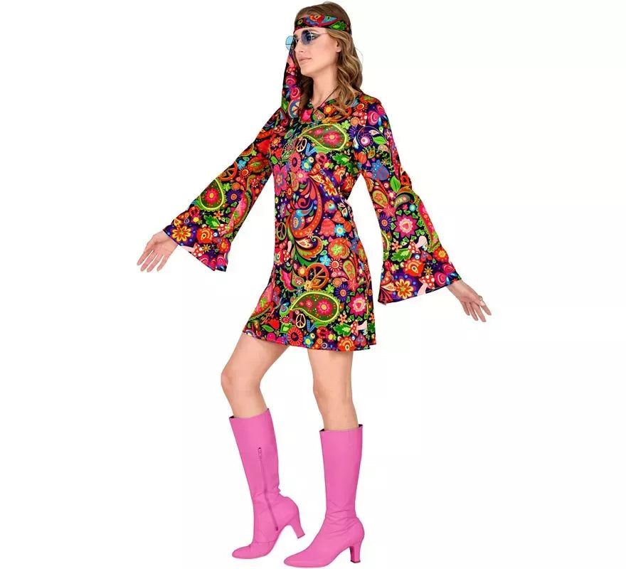 Translation missing: fr.Disfraz de Chica Hippie en vestido psicodélico para mujer