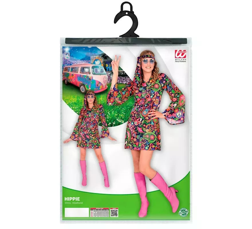 Translation missing: fr.Disfraz de Chica Hippie en vestido psicodélico para mujer