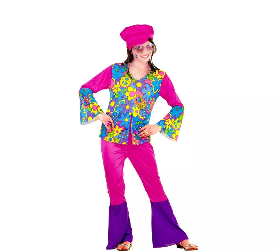 Translation missing: fr.Disfraz de Chica Hippie morado para niña y adolescente
