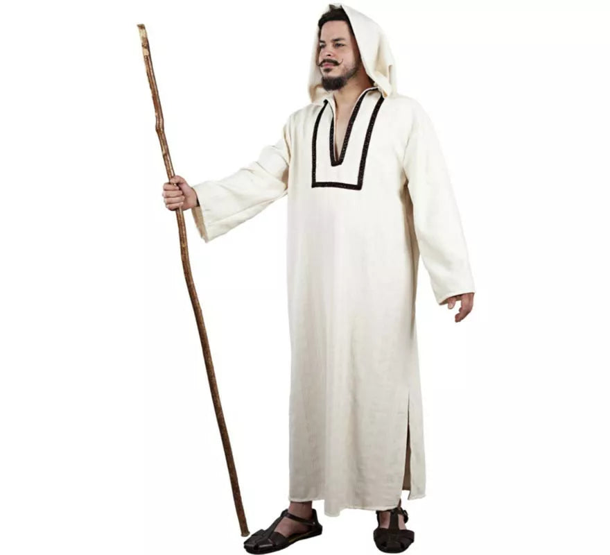 Translation missing: fr.Disfraz de Chilaba Morisca blanco con capucha para hombre