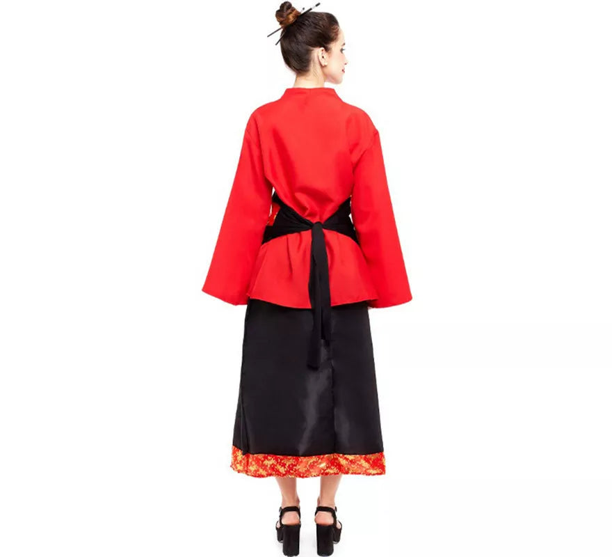 Translation missing: fr.Disfraz de China Aldeana Rojo y Negro para mujer