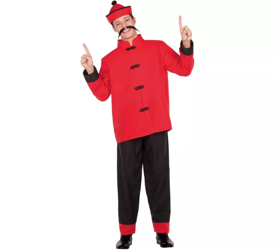 Translation missing: fr.Disfraz de Chino Rojo y Negro para hombre