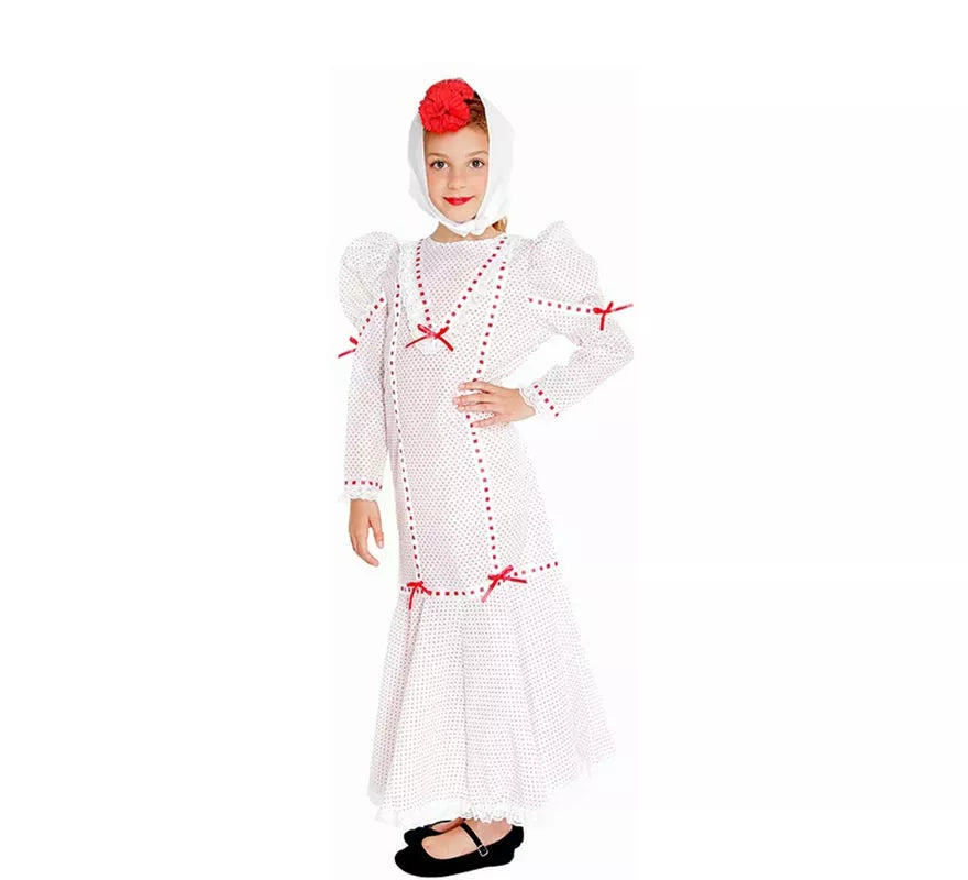 Translation missing: fr.Chulapa blanco lunares rojos pequeños para niña