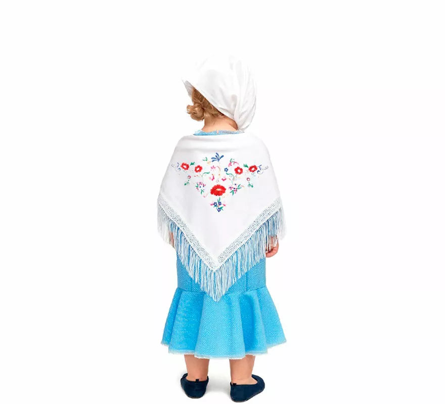 Disfraz de Chulapa Clásico azul y blanco para bebé