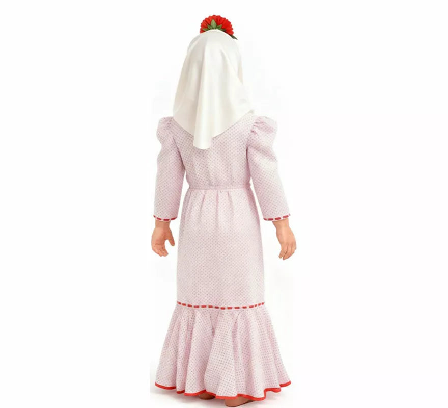 Disfraz de Chulapa Clásico blanco y rojo para niña