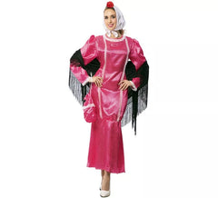Costume Chulapa robe rose avec écharpe pour femme