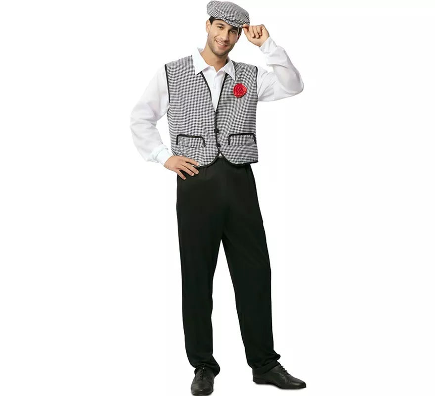 Translation missing: fr.Disfraz de Chulapo Madrileño gris con gorro para hombre