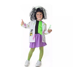 Déguisement Mad Scientist blanc et vert fille