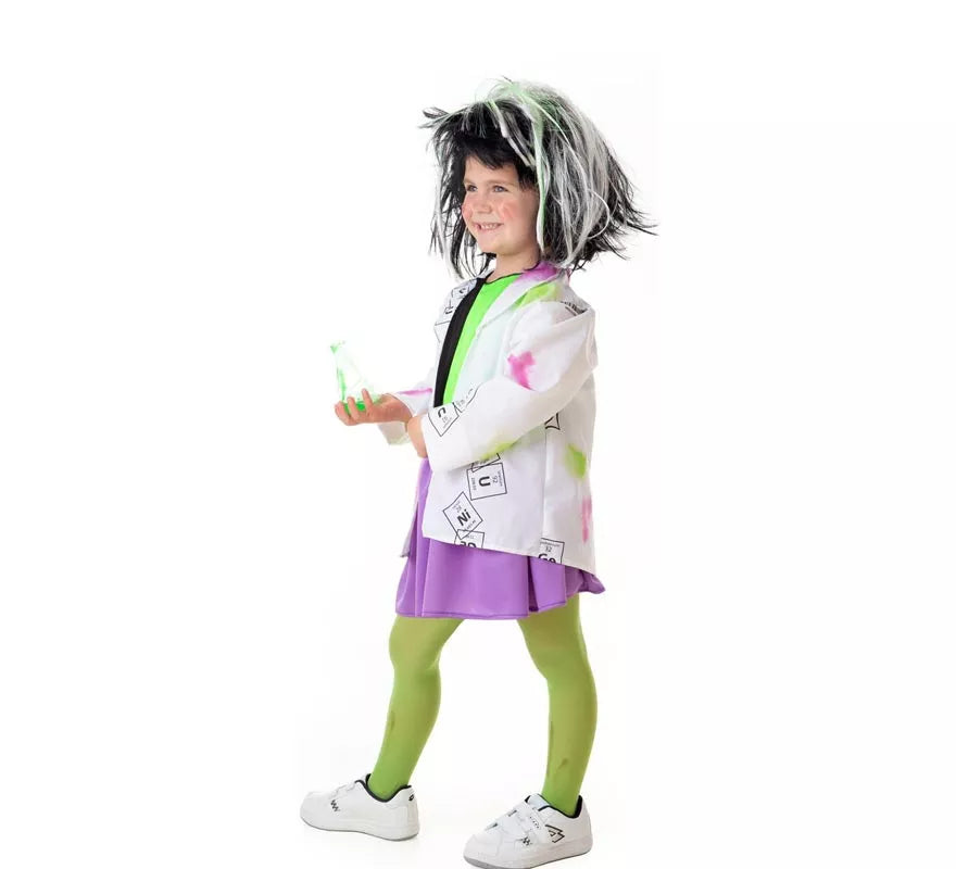 Translation missing: fr.Disfraz de Científica Loca blanco y verde para niña
