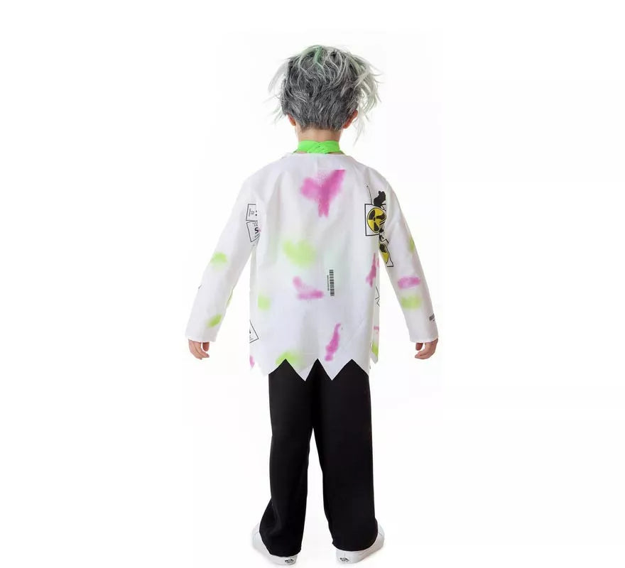 Translation missing: fr.Disfraz de Científico Loco blanco y verde para niño