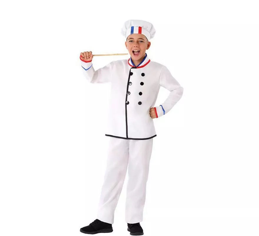 Translation missing: fr.Disfraz de Cocinero Blanco con gorro para niño