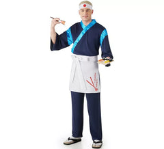 Déguisement de maître cuisinier de sushi bleu pour homme