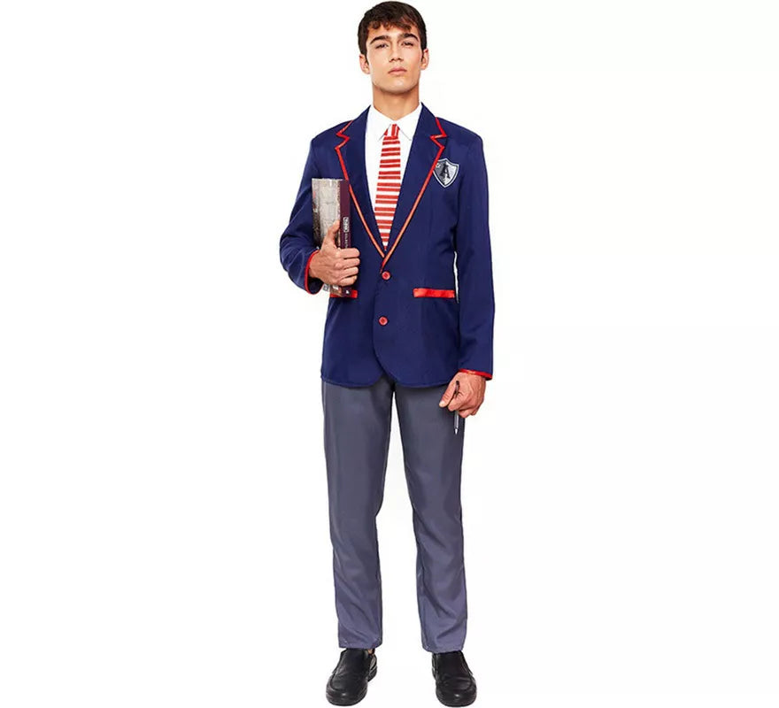 Translation missing: fr.Disfraz de Colegial Moderno Azul para hombre