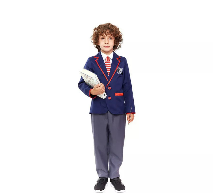 Translation missing: fr.Disfraz de Colegial Moderno Azul para niño
