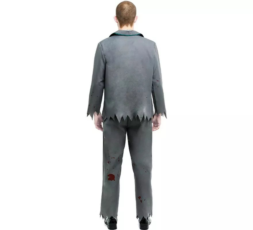 Translation missing: fr.Disfraz de Colegial Zombie gris con chaqueta para hombre