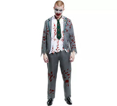 Costume d'écolier zombie gris avec veste pour homme