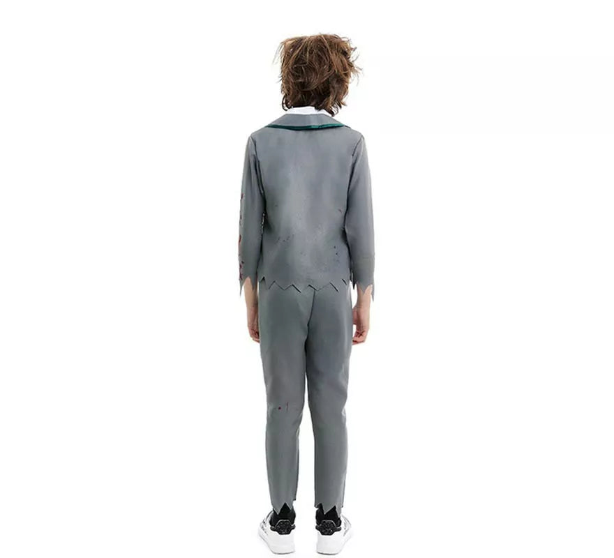 Translation missing: fr.Disfraz de Colegial Zombie gris con chaqueta para niño
