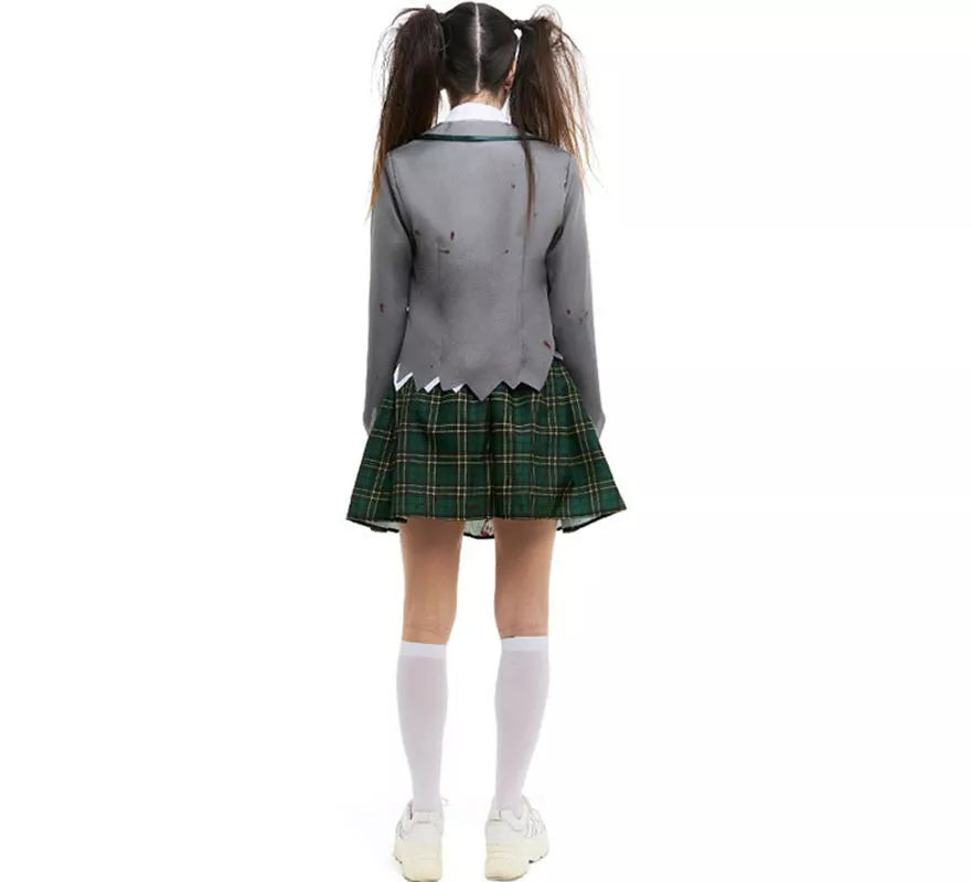 Translation missing: fr.Disfraz de Colegiala Zombie gris con chaqueta para mujer